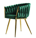 Sillón KING, metal dorado, tapizado velvet verde oscuro