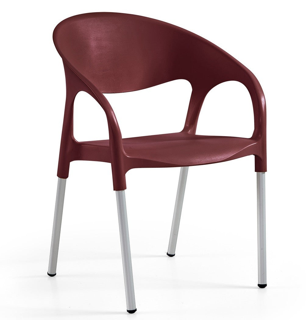 Sillón MOON, aluminio, polipropileno burdeos*