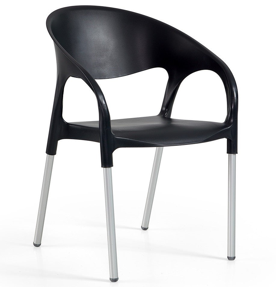 Sillón MOON, aluminio, polipropileno negro*