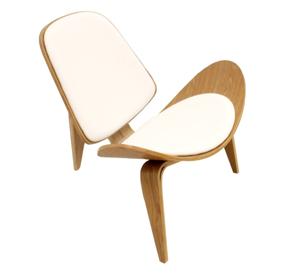 Sillón NORDIC (R), fresno, similpiel blanca