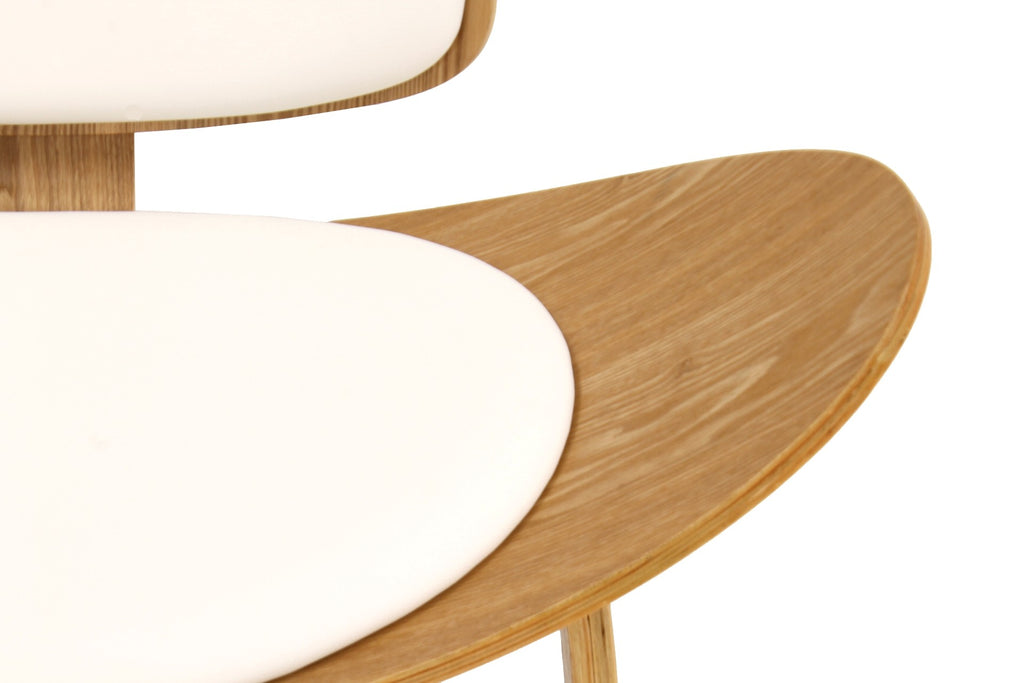Sillón NORDIC (R), fresno, similpiel blanca