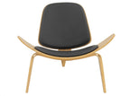 Sillón NORDIC (R), fresno, similpiel negra