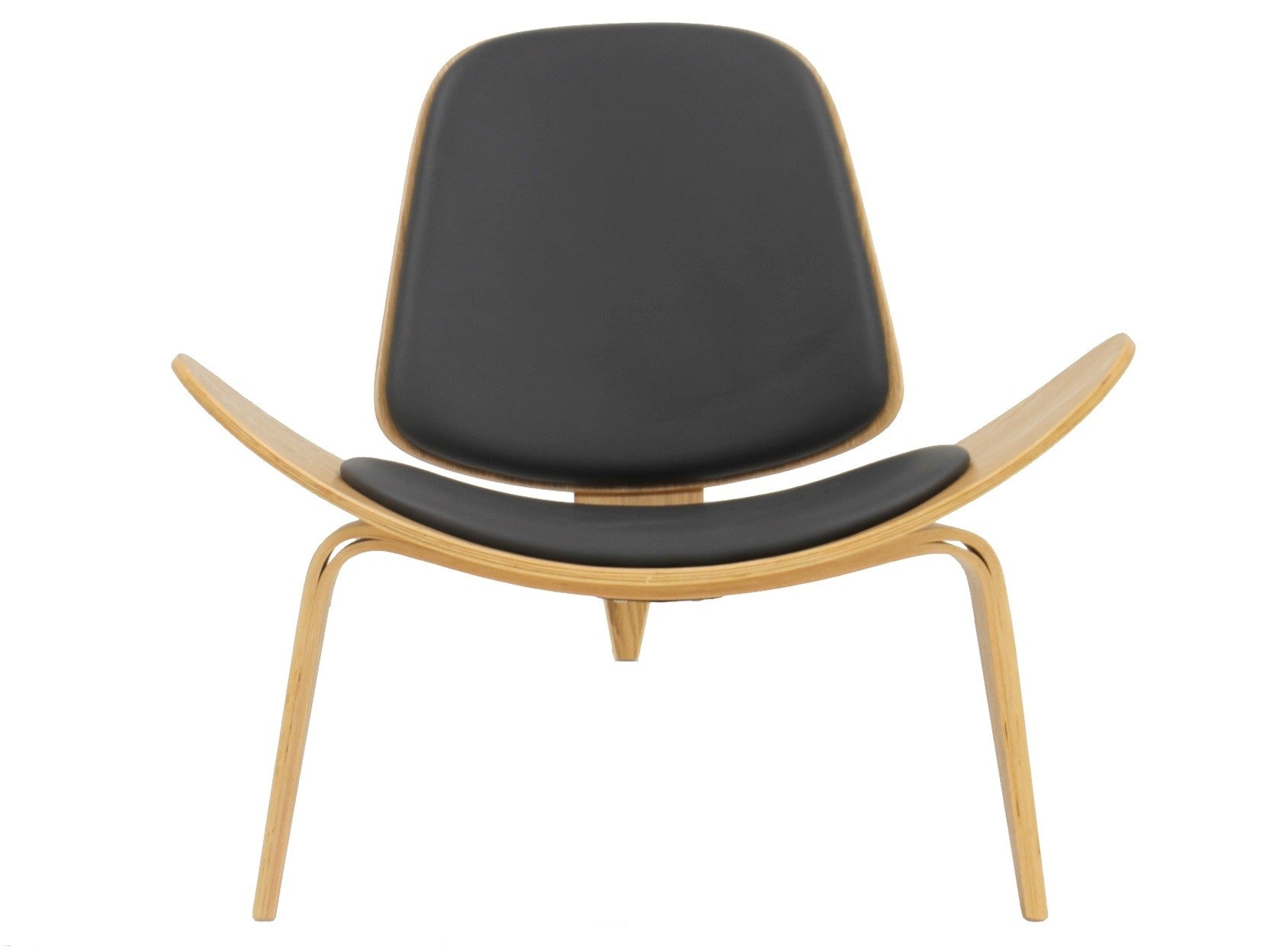 Sillón NORDIC (R), fresno, similpiel negra
