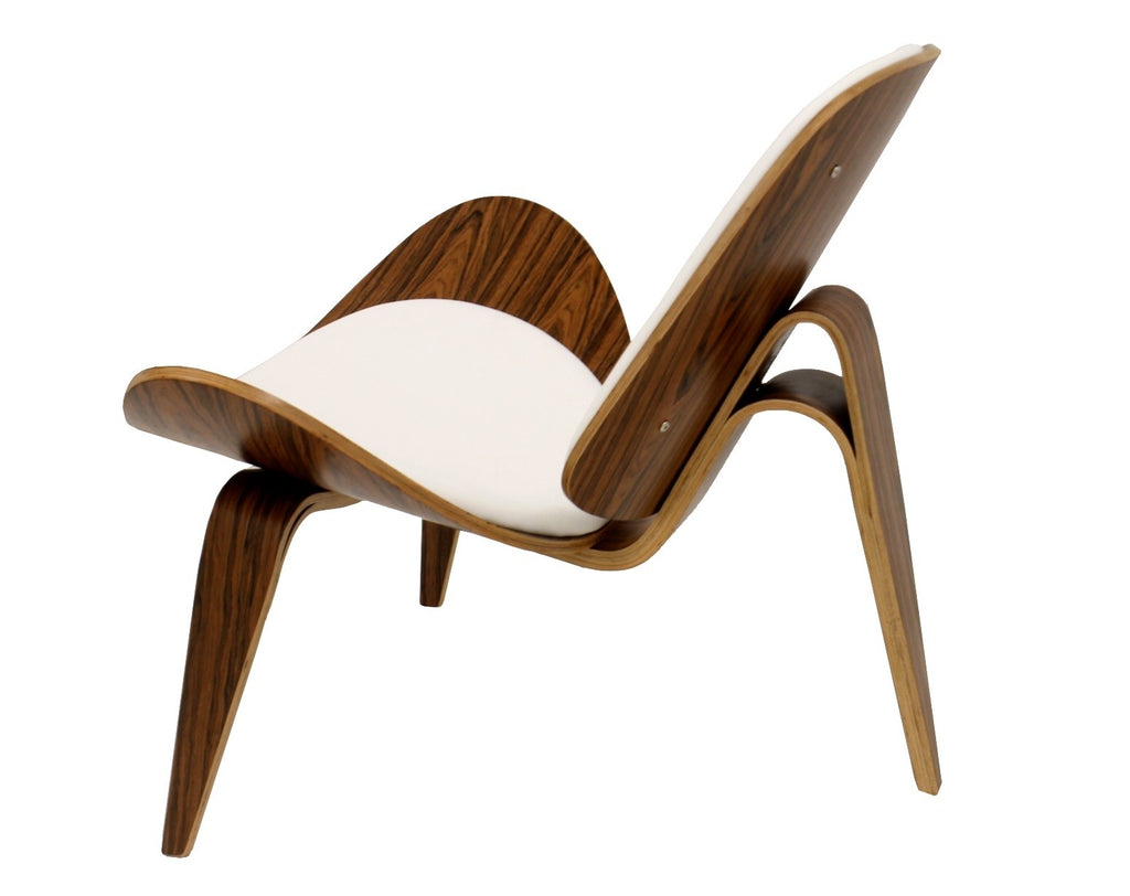 Sillón NORDIC (R), palo rosa, similpiel blanca