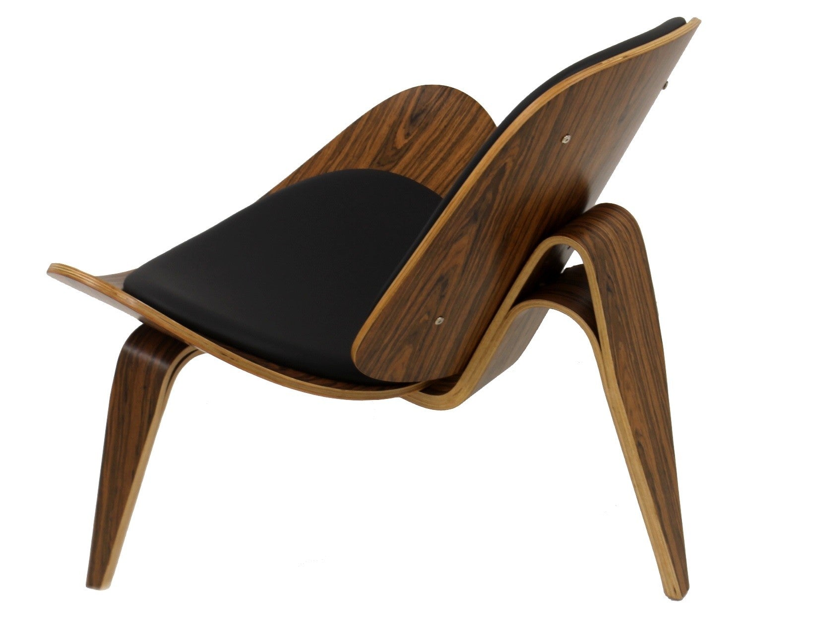 Sillón NORDIC (R), palo rosa, similpiel negra