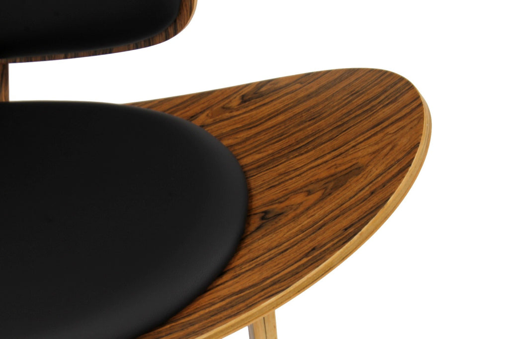 Sillón NORDIC (R), palo rosa, similpiel negra