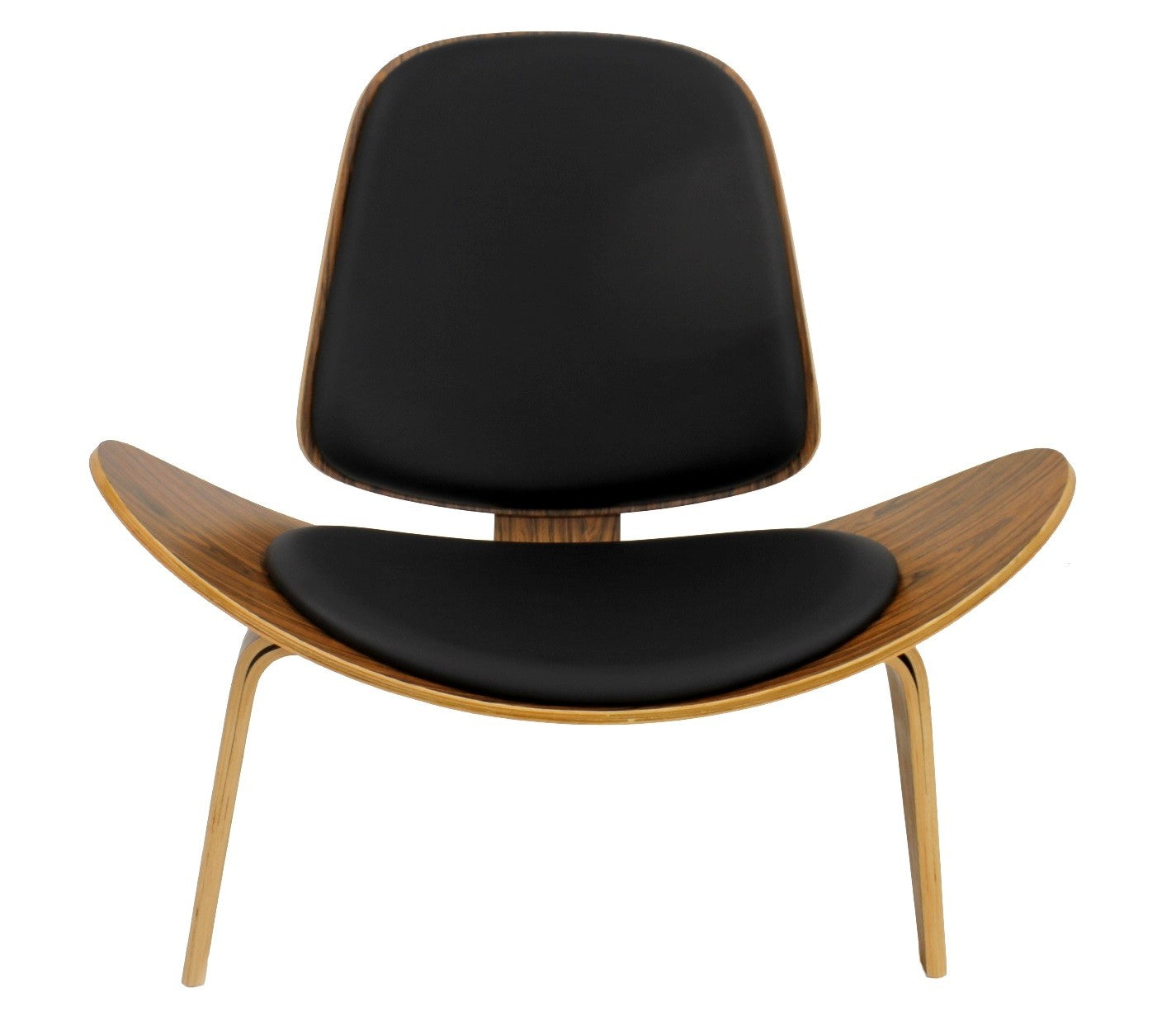 Sillón NORDIC (R), palo rosa, similpiel negra