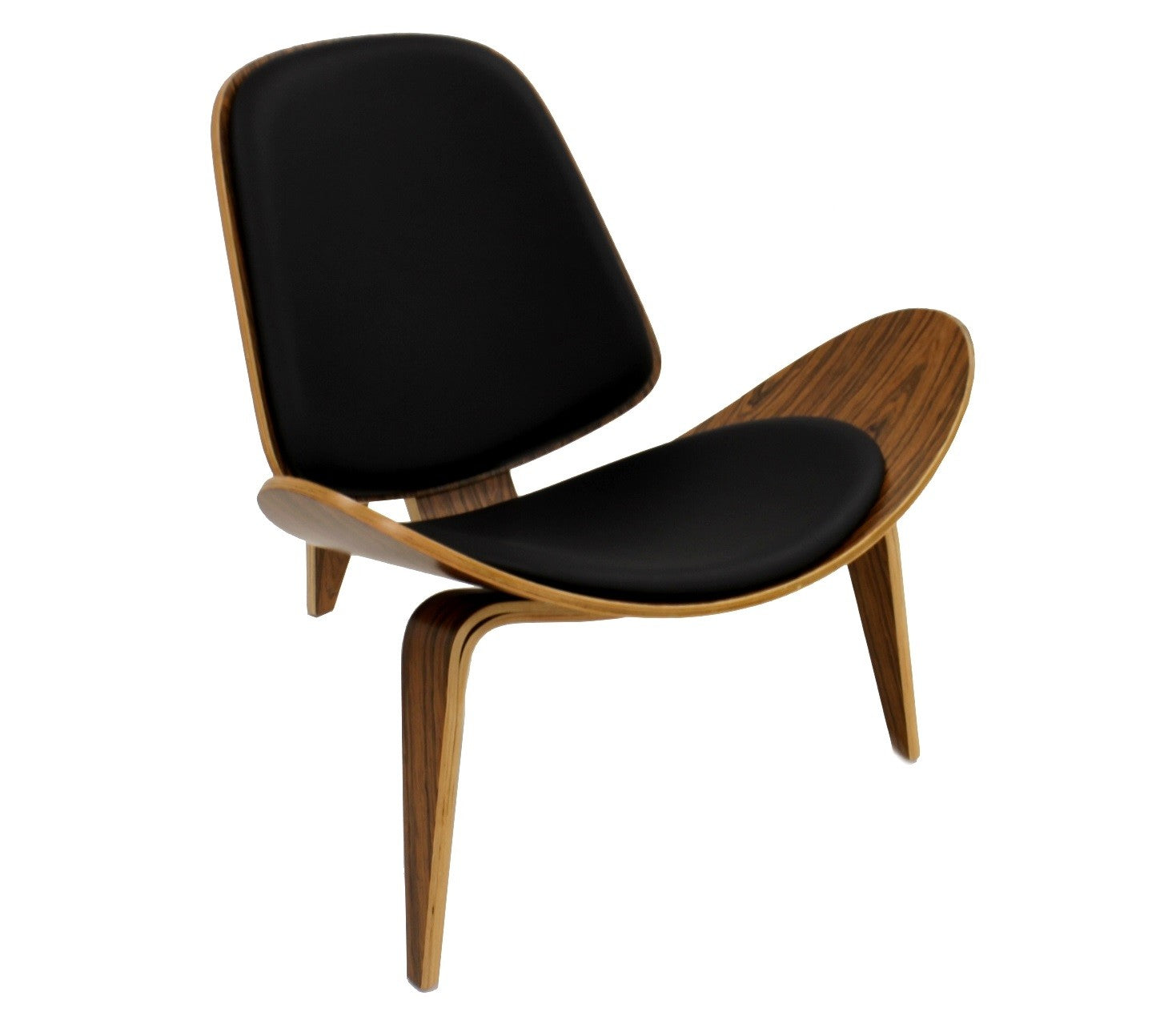 Sillón NORDIC (R), palo rosa, similpiel negra