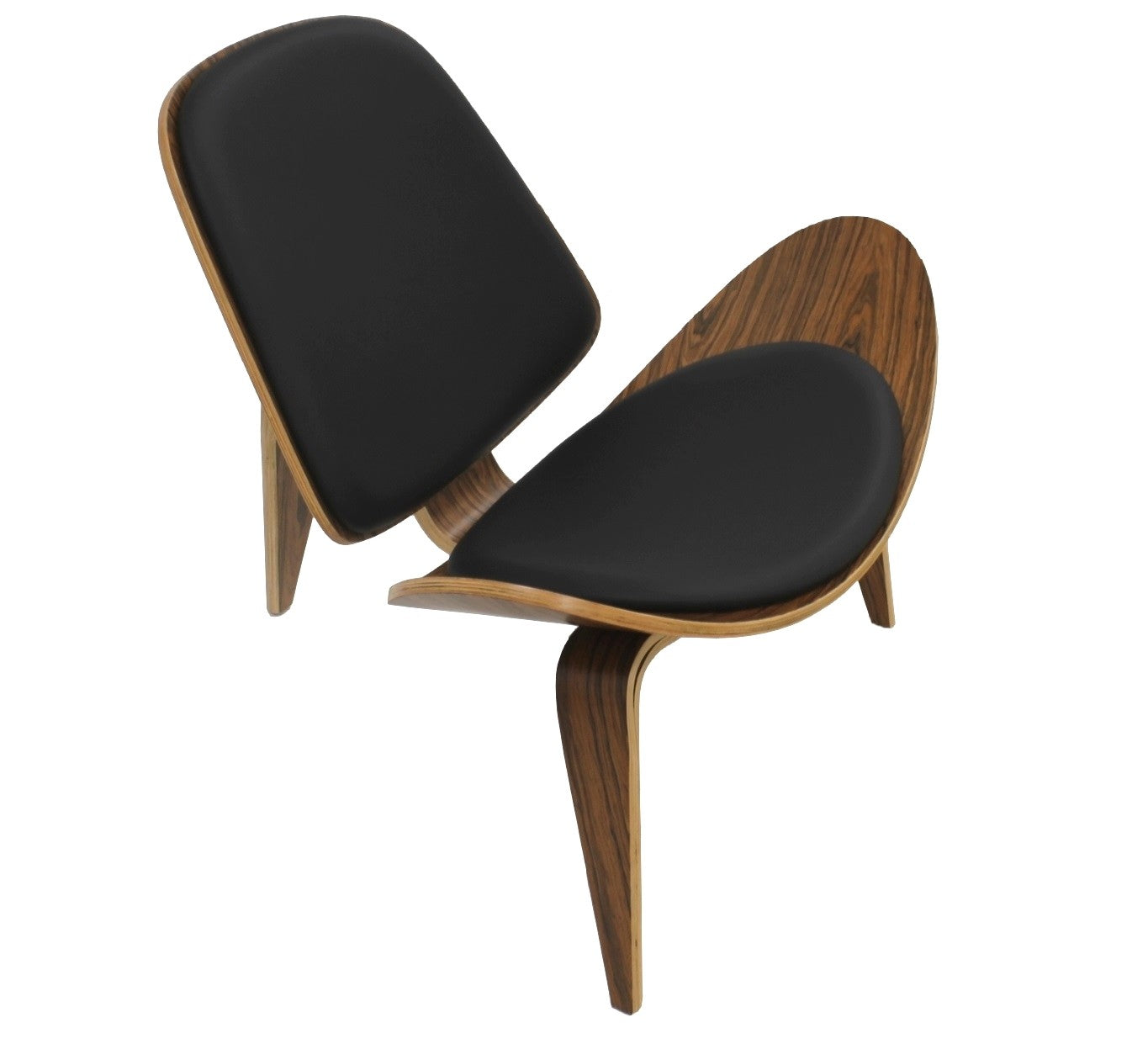 Sillón NORDIC (R), palo rosa, similpiel negra