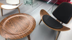 Sillón NORDIC (R), palo rosa, similpiel negra