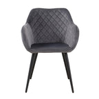 Sillón ROLANDO, metal, tapizado velvet 21 gris oscuro