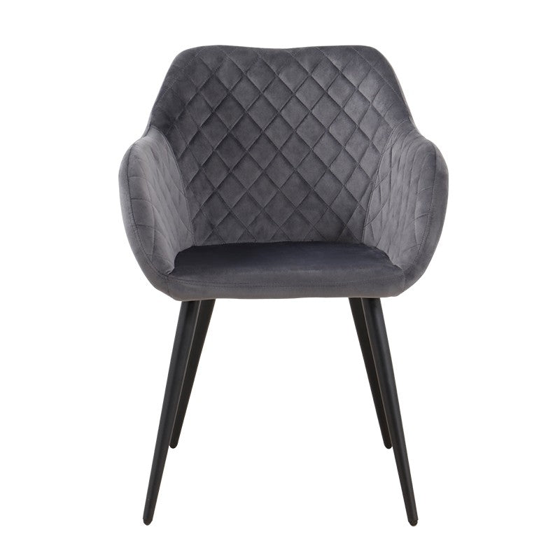 Sillón ROLANDO, metal, tapizado velvet 21 gris oscuro