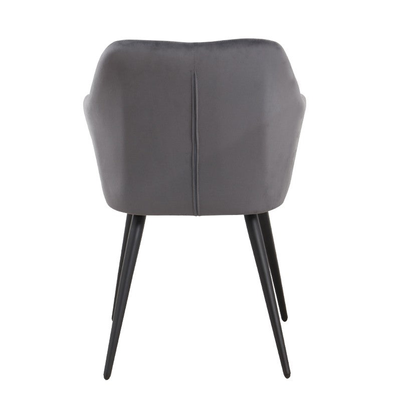 Sillón ROLANDO, metal, tapizado velvet 21 gris oscuro