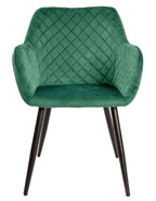 Sillón ROLANDO, metal, tapizado velvet 56 verde oscuro