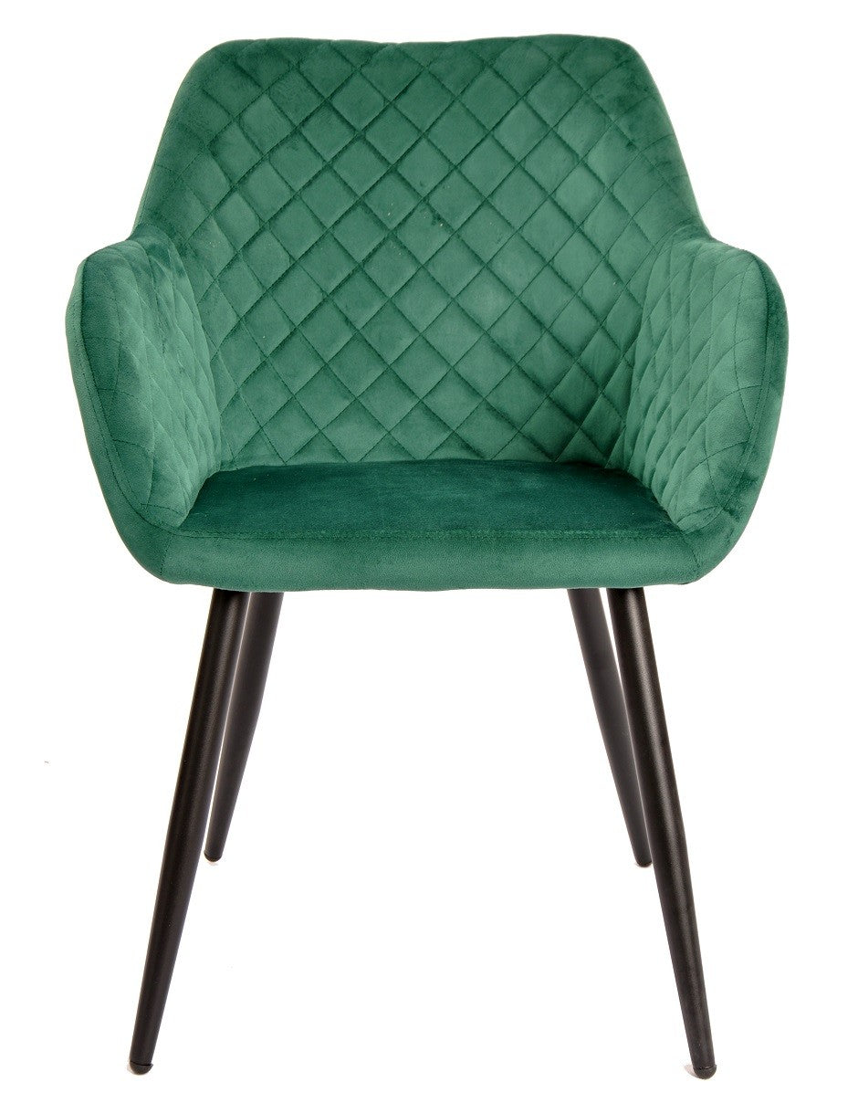 Sillón ROLANDO, metal, tapizado velvet 56 verde oscuro
