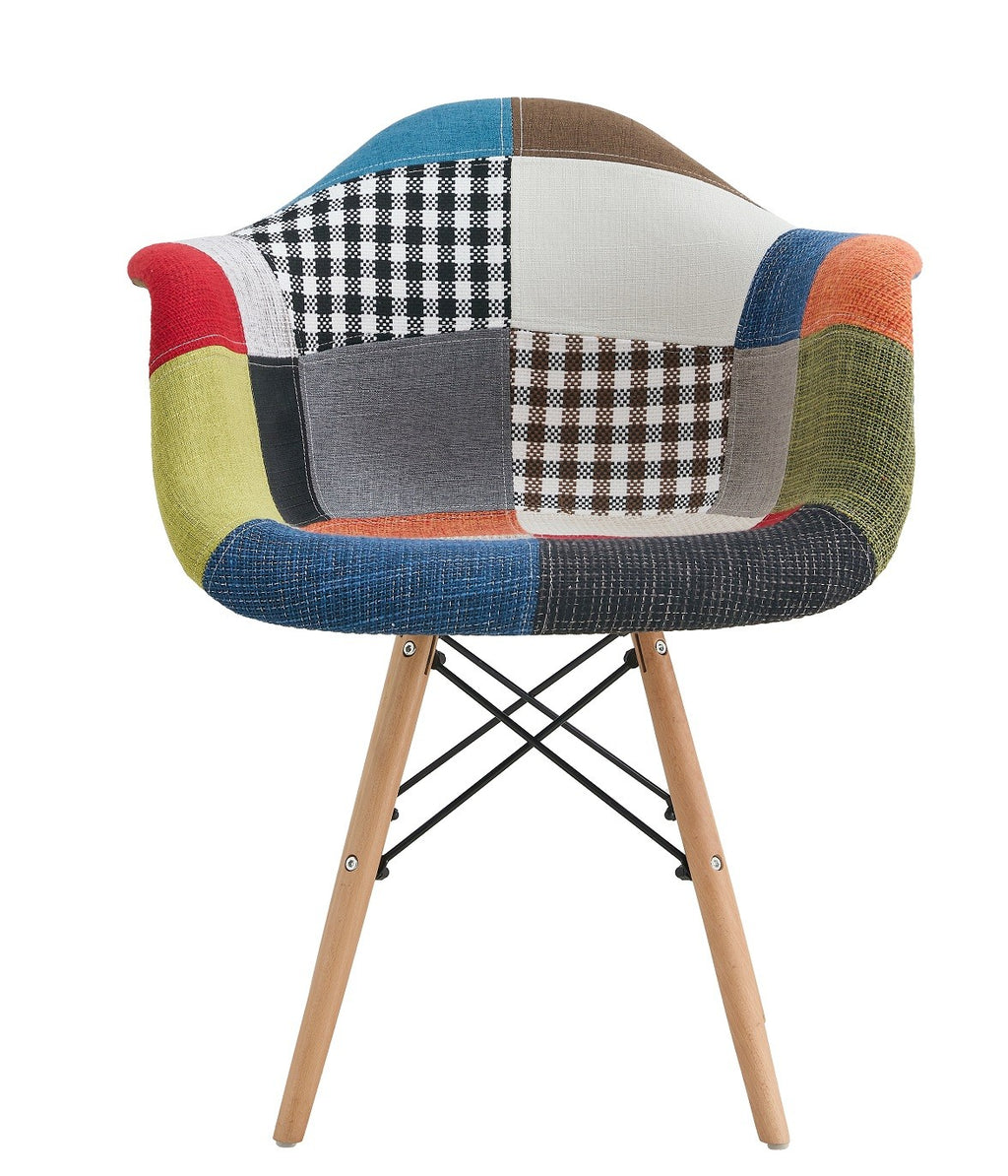 Sillón STAR PAT22, madera, tejido patchwork color 22