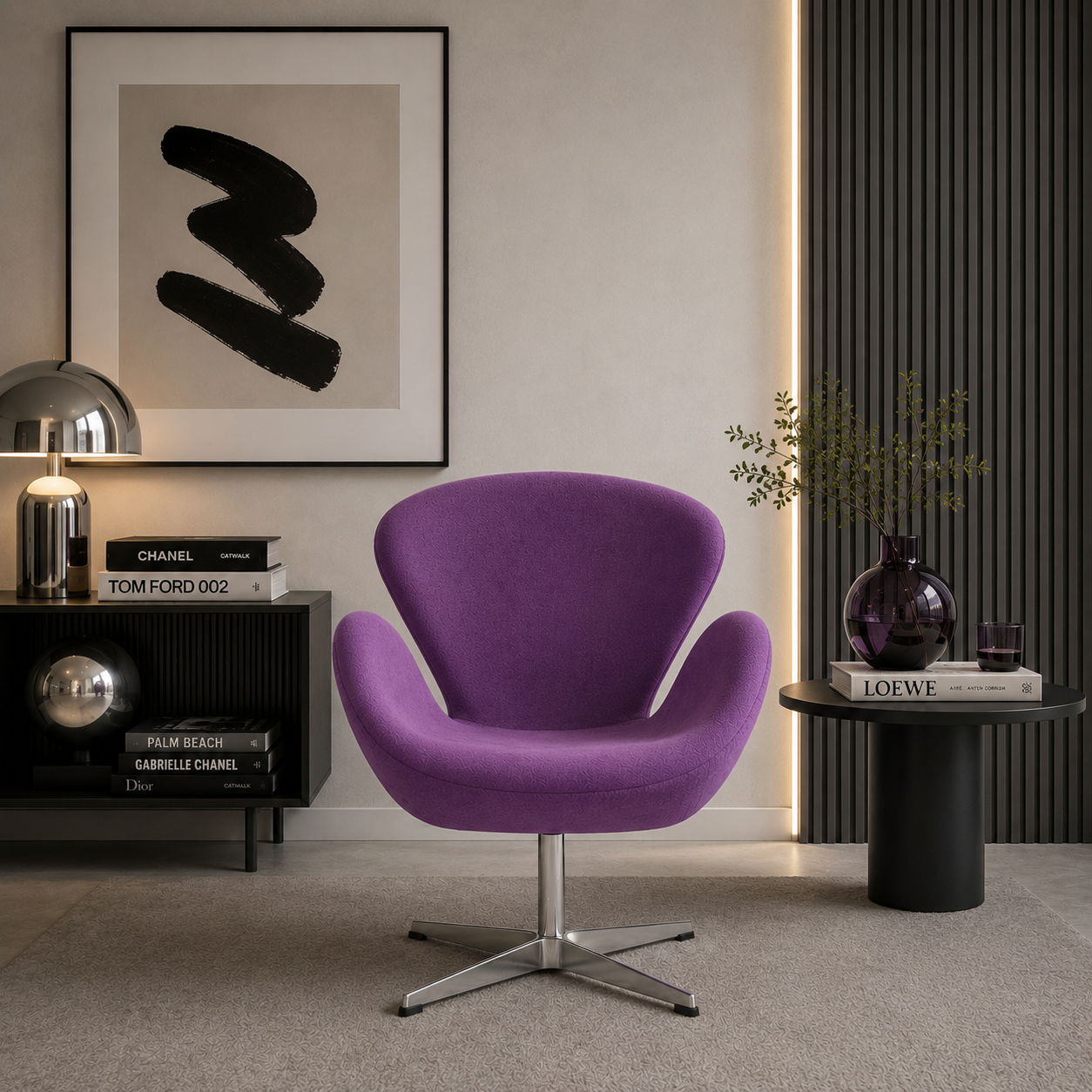 Sillón SWTVI , tejido cashemir, violeta
