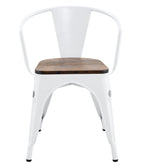 Sillón TOL EK WOOD, acero, blanco, asiento madera