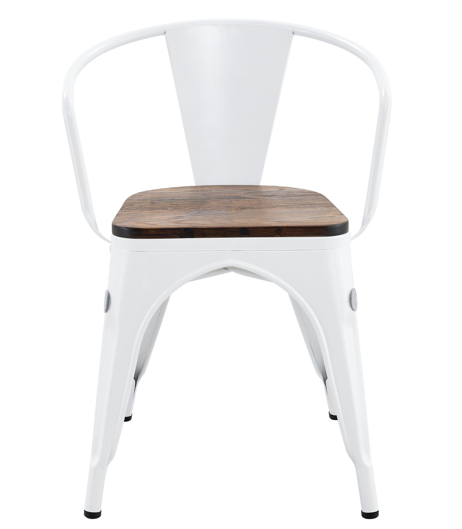 Sillón TOL EK WOOD, acero, blanco, asiento madera