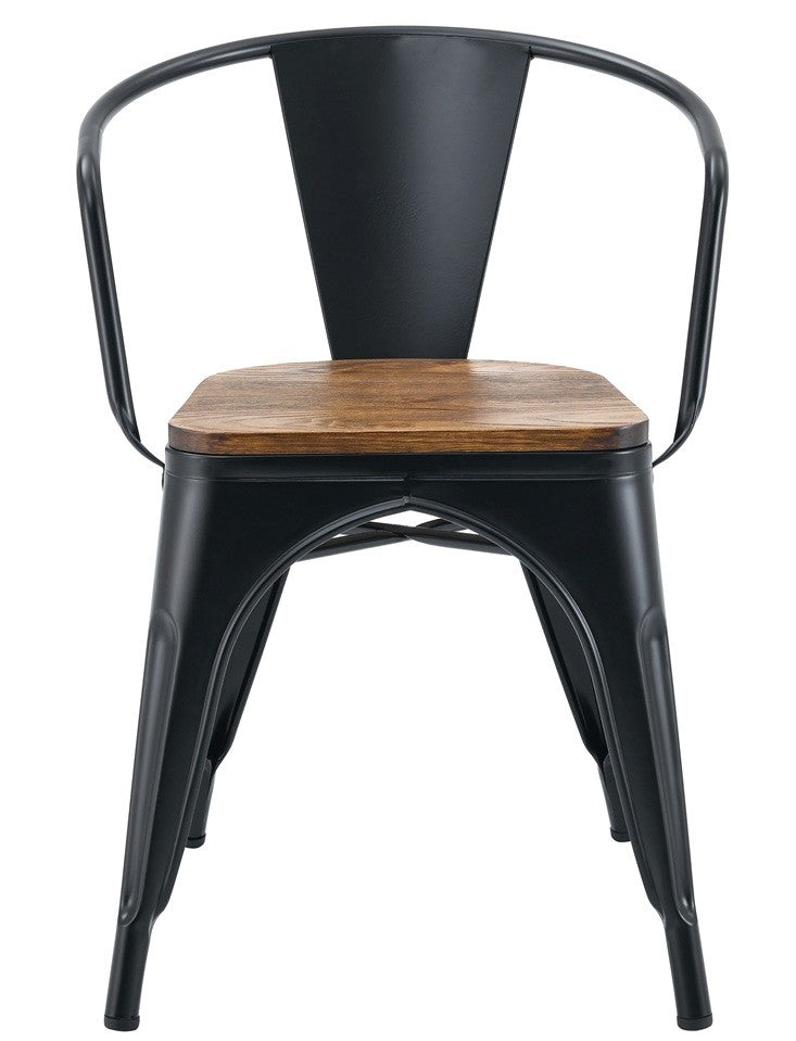 Sillón TOL EK WOOD, acero, negro, asiento madera