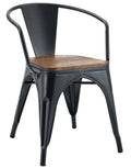 Sillón TOL EK WOOD, acero, negro, asiento madera