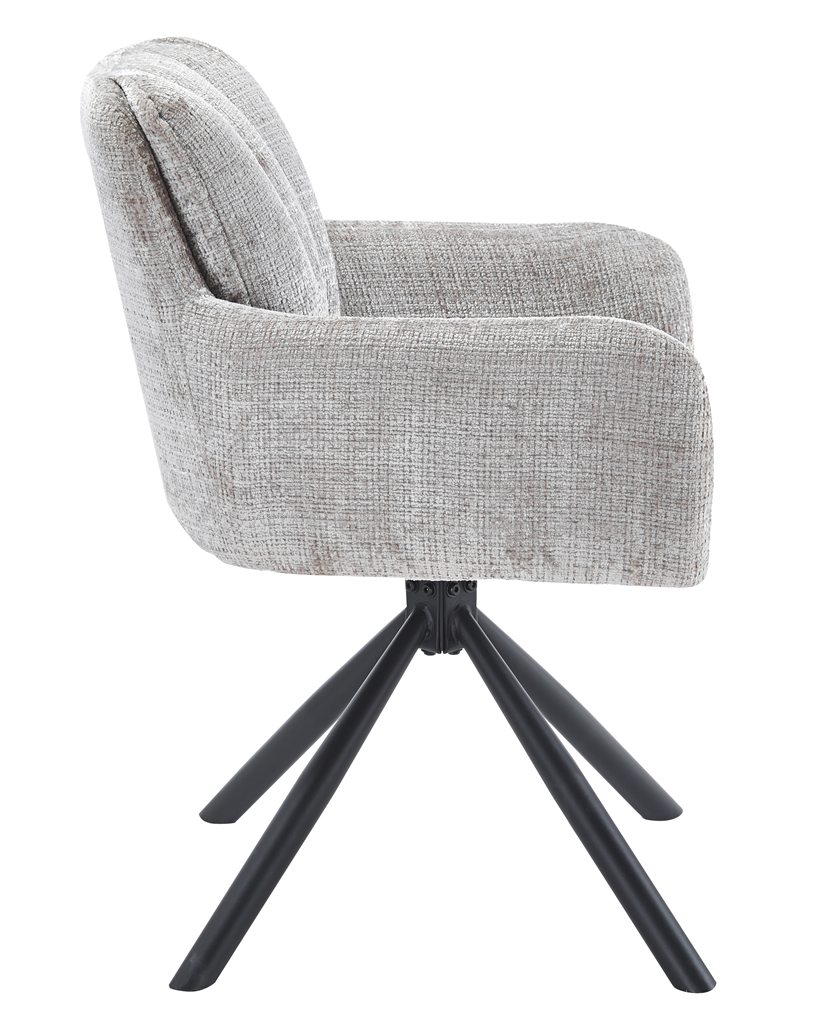 Sillón VADUZ, metal, giratorio, tapizado tejido cremona gris