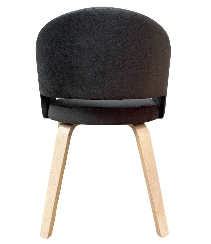Sillón VISEU, contrachapado de madera de hevea, natural, velvet gris oscuro