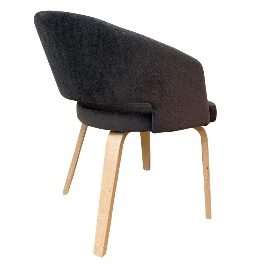 Sillón VISEU, contrachapado de madera de hevea, natural, velvet gris oscuro