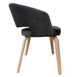 Sillón VISEU, contrachapado de madera de hevea, natural, velvet gris oscuro