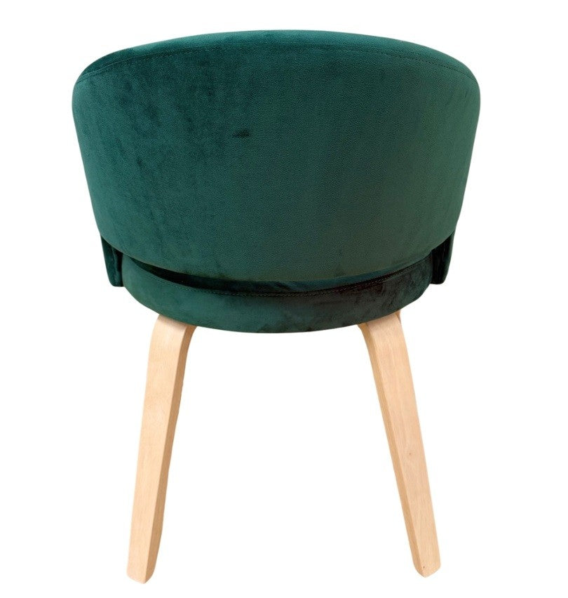 Sillón VISEU, contrachapado de madera de hevea, natural, velvet verde oscuro
