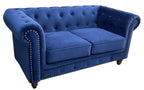 Sofá CHESTER PREMIUM, 2 plazas, tapizado velvet azul navy