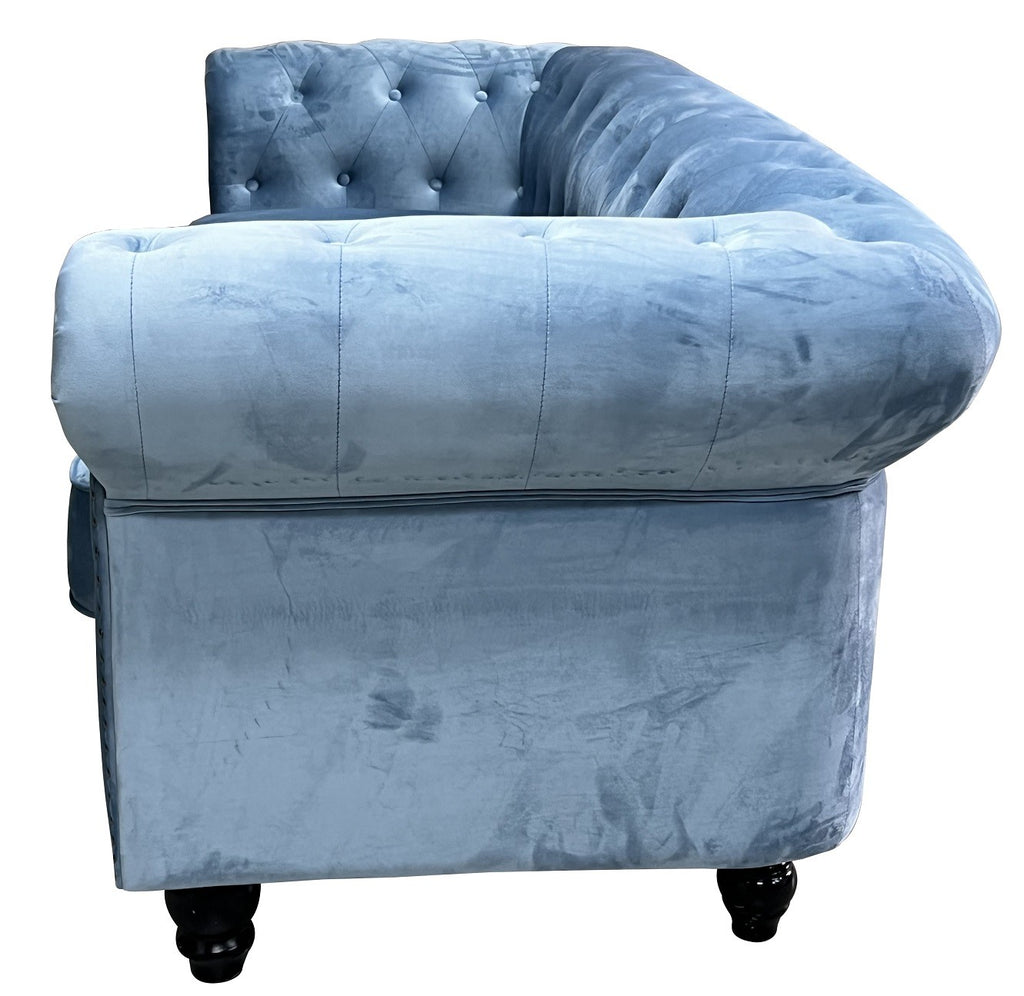 Sofá CHESTER PREMIUM, 2 plazas, tapizado velvet dusky azul