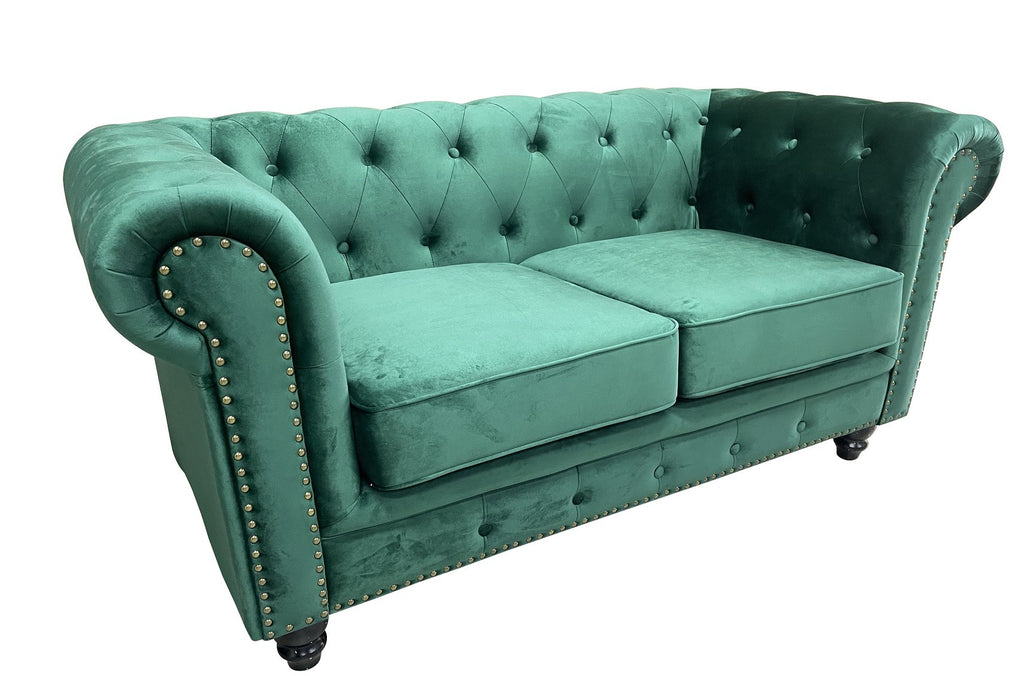 Sofá CHESTER PREMIUM, 2 plazas, tapizado velvet esmeralda