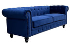 Sofá CHESTER PREMIUM, 3 plazas, tapizado velvet azul navy