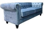 Sofá CHESTER PREMIUM, 3 plazas, tapizado velvet dusky azul