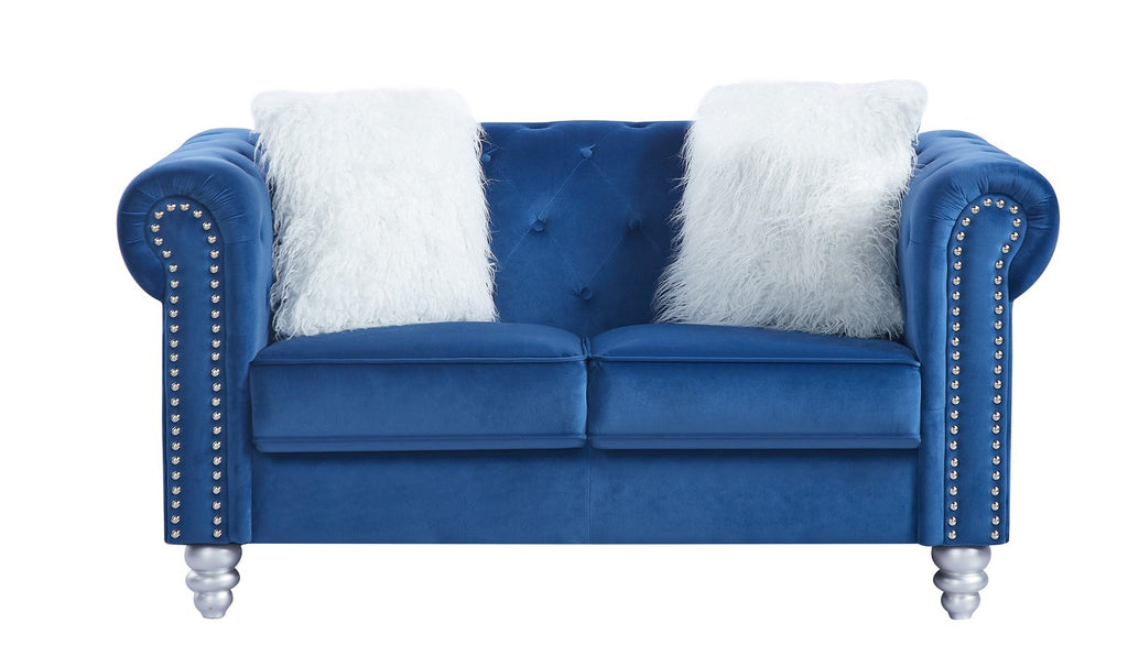 Sofá CHESTER STYLE, 2 plazas, tapizado velvet azul 67