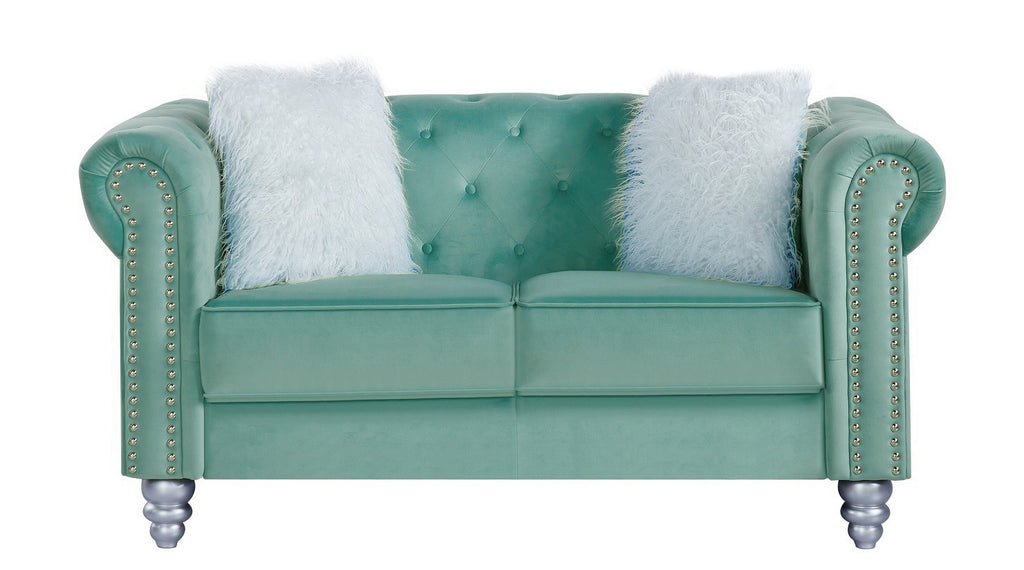 Sofá CHESTER STYLE, 2 plazas, tapizado velvet verde agua 58