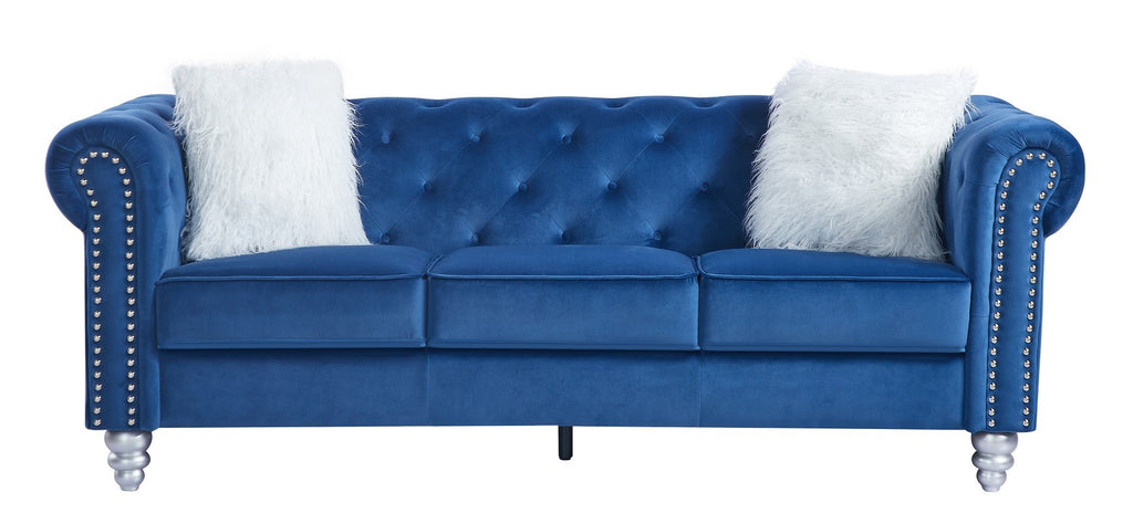 Sofá CHESTER STYLE, 3 plazas, tapizado velvet azul 67