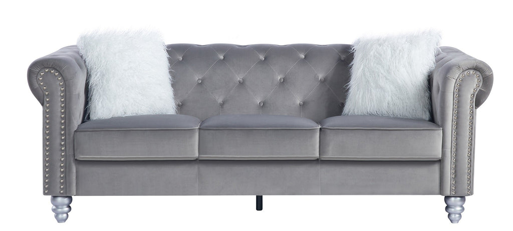 Sofá CHESTER STYLE, 3 plazas, tapizado velvet gris 27