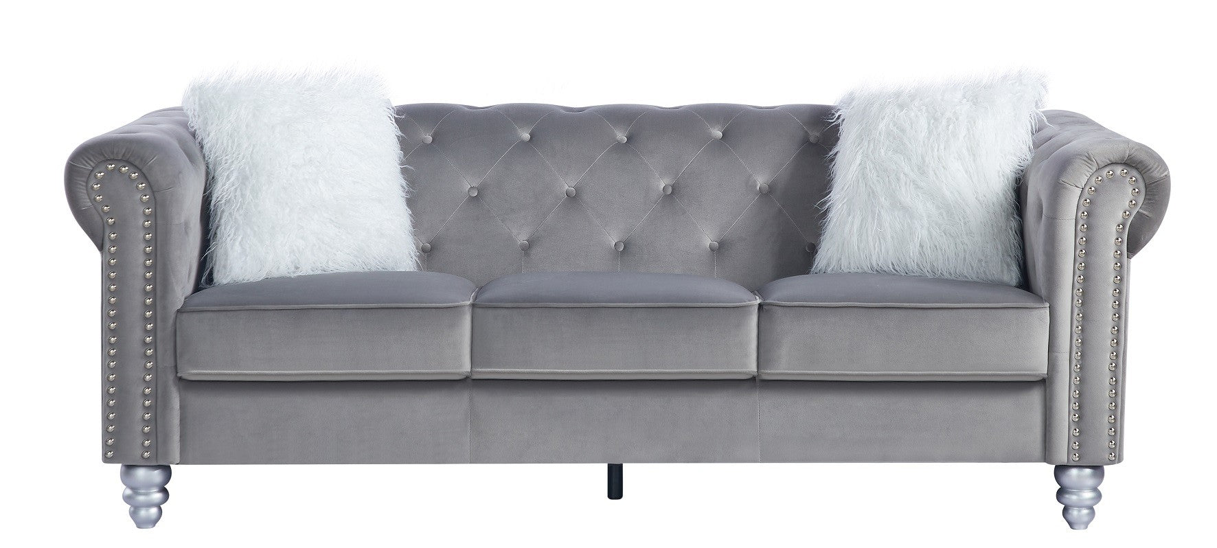 Sofá CHESTER STYLE, 3 plazas, tapizado velvet gris 27