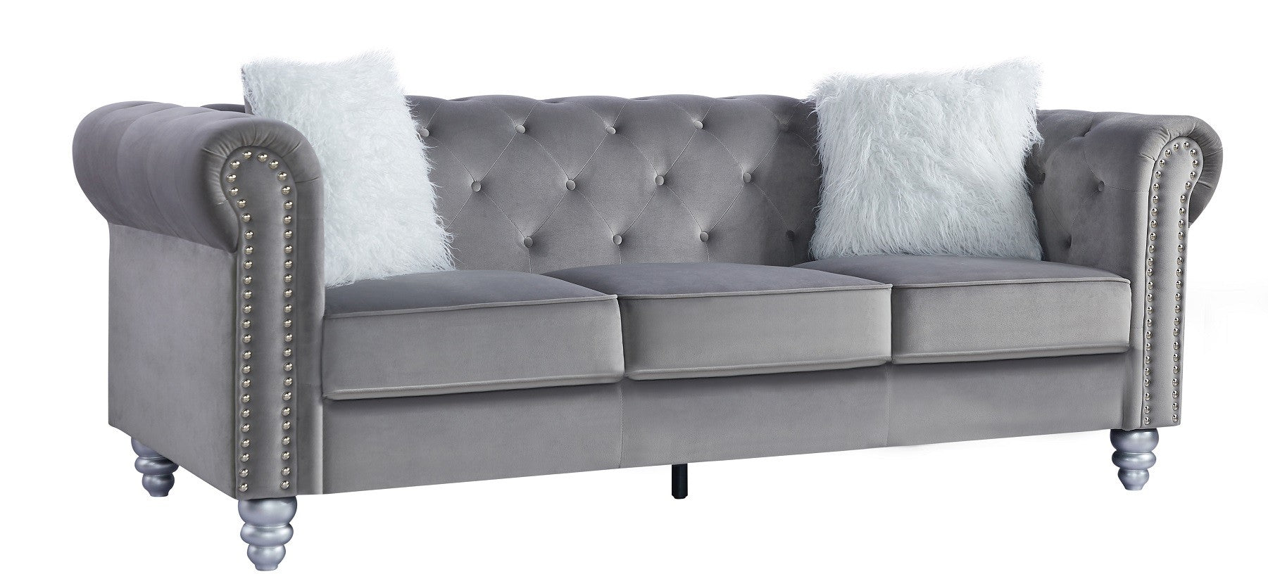 Sofá CHESTER STYLE, 3 plazas, tapizado velvet gris 27