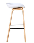 Taburete AWAK (TO), madera curvada, asiento polipropileno blanco