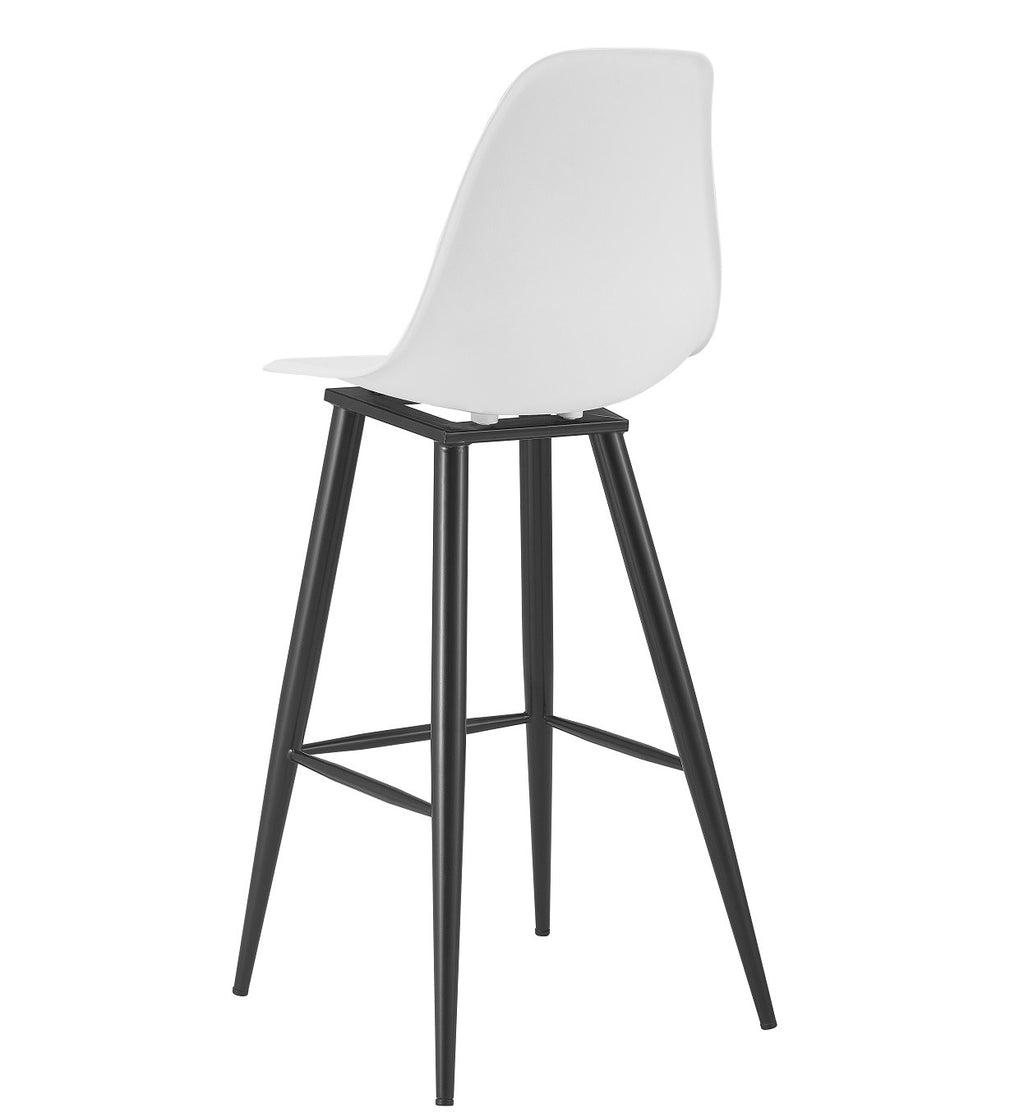 Taburete CLUNY, metal epoxi negro, polipropileno blanco