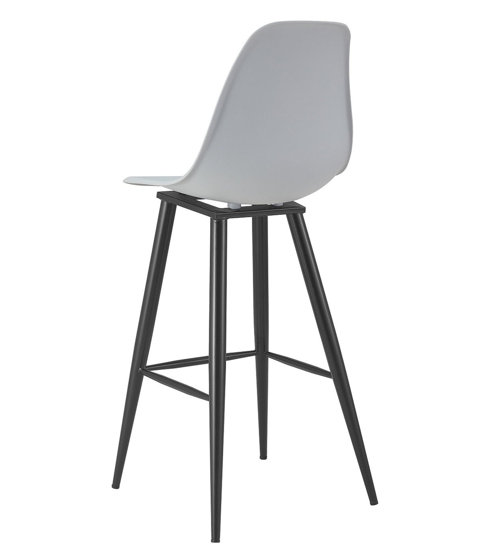 Taburete CLUNY, metal epoxi negro, polipropileno gris