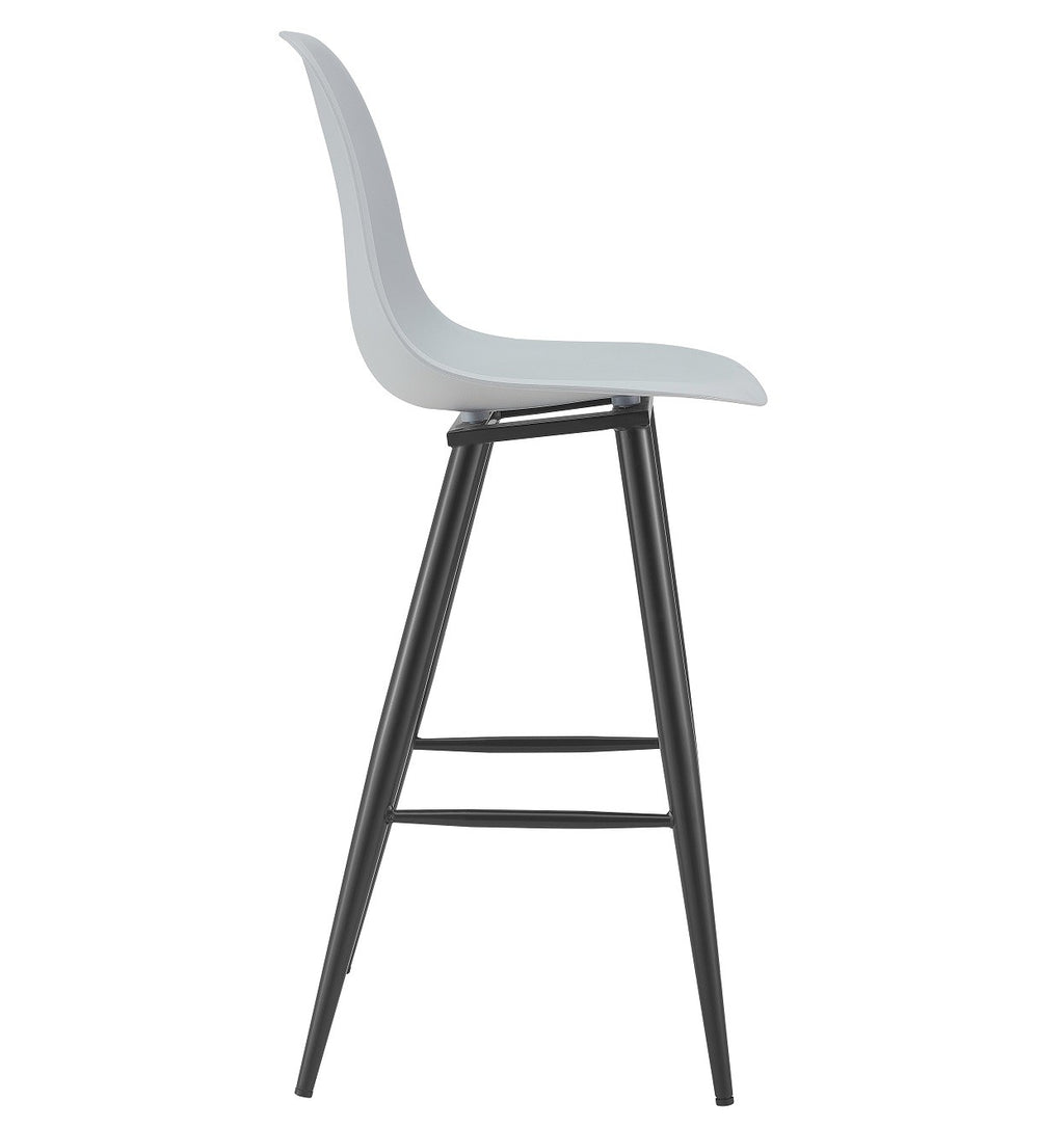 Taburete CLUNY, metal epoxi negro, polipropileno gris