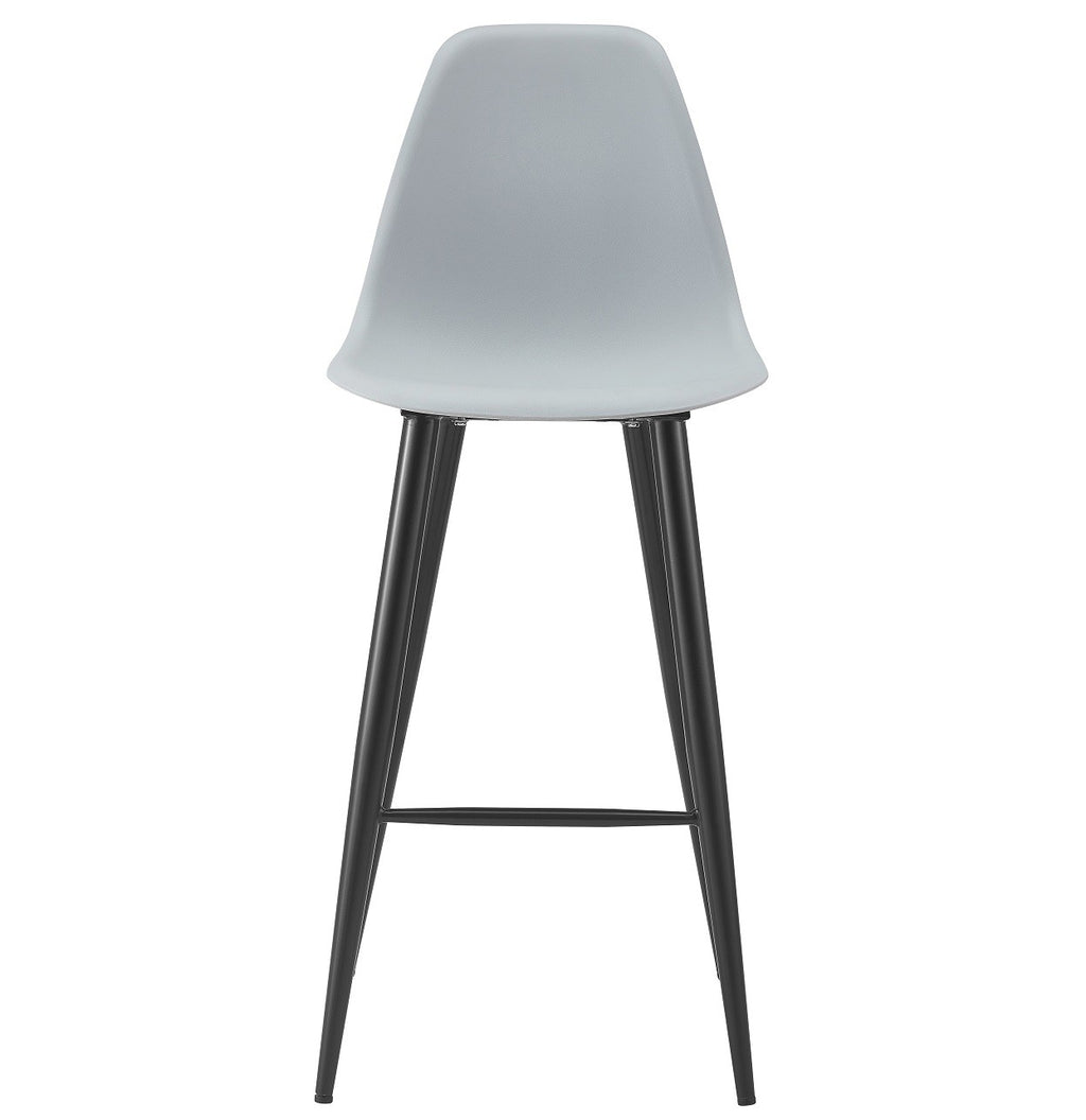Taburete CLUNY, metal epoxi negro, polipropileno gris
