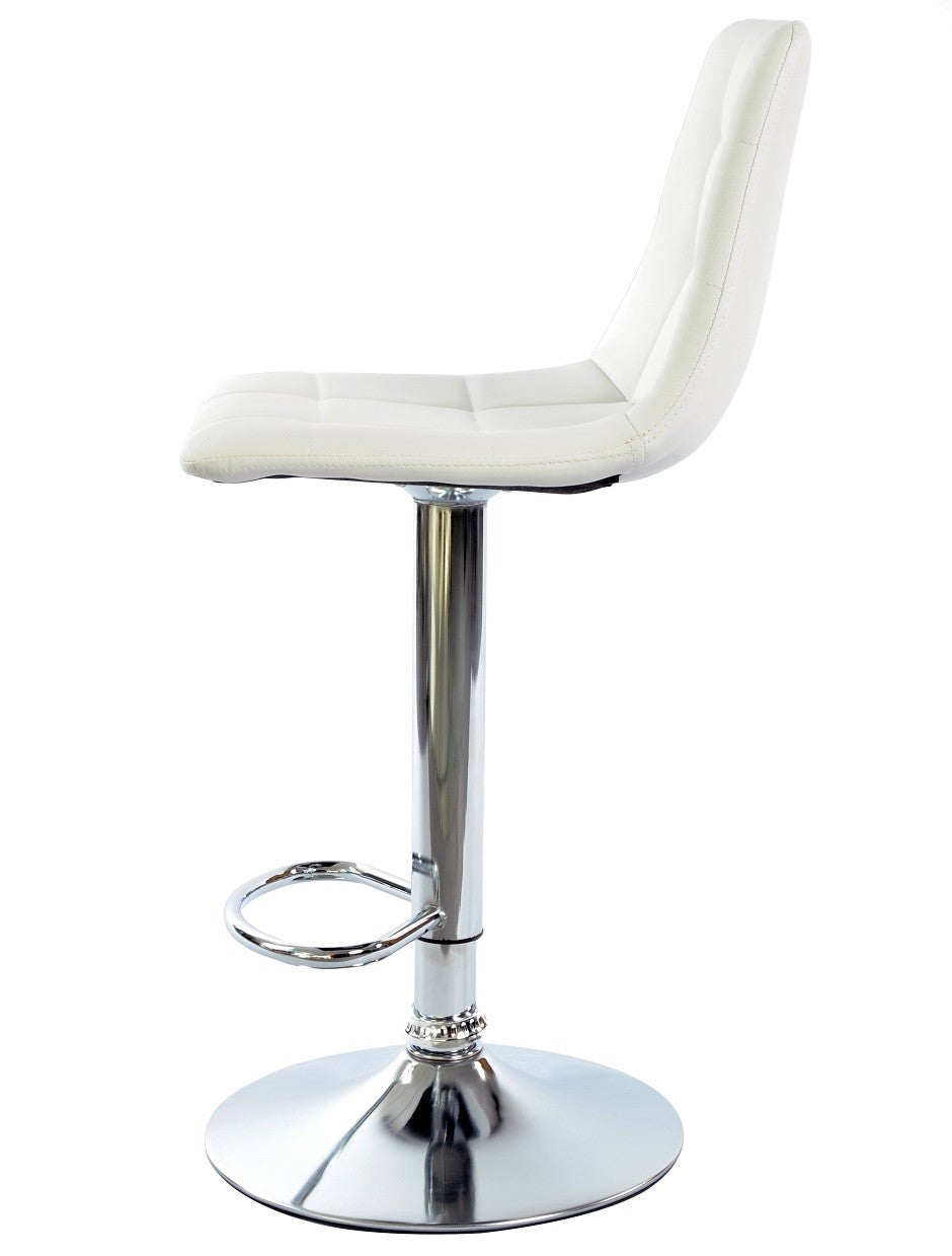 Taburete DESEO NEW (M), cromado, similpiel blanca