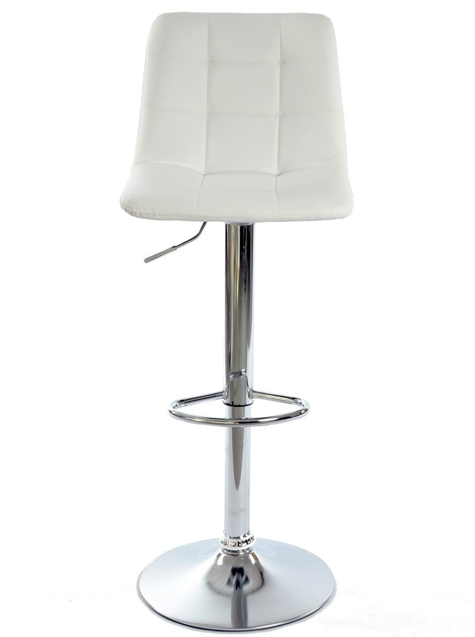 Taburete DESEO NEW (M), cromado, similpiel blanca