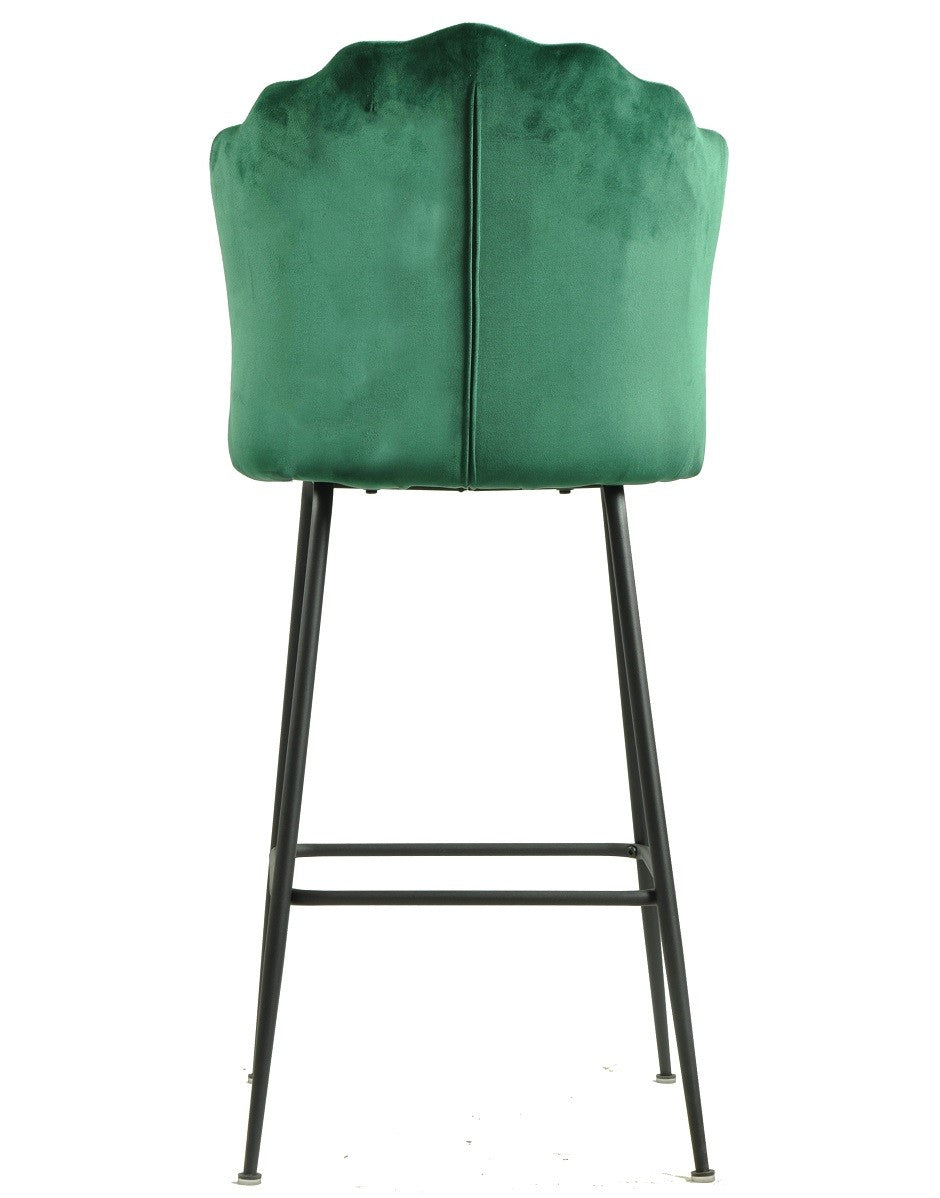 Taburete DEVIN, metal, tapizado velvet verde oscuro