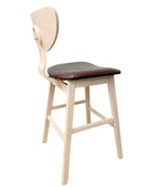 Taburete DUBLIN, madera de hevea, natural, similpiel marrón
